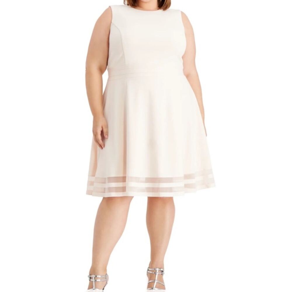 New Lane Bryant Cream Illusion Hem Sleeveless Midi Dress Size 16